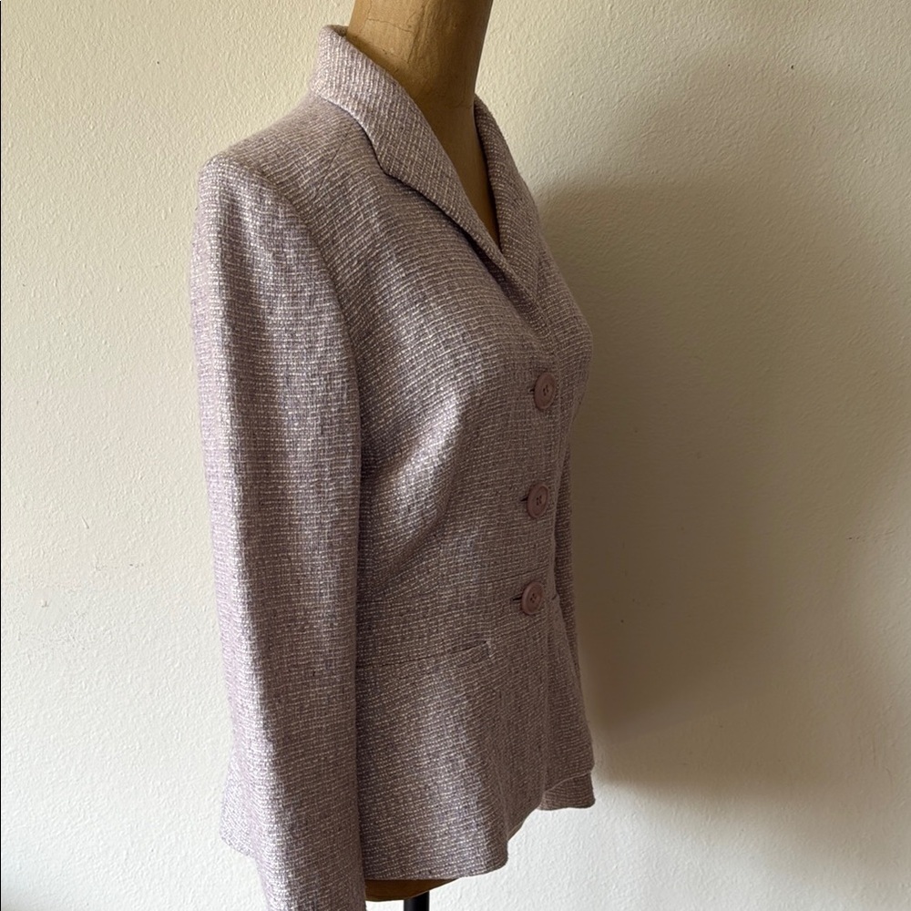 Lafayette 148 sz 4 lavender purple and white blazer jacket shoulder pads VGUC - Picture 7 of 10